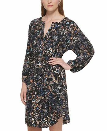 Vince Camuto Women's Printed Balloon-Sleeve Belted Dress 3 Vince Camuto Women's Printed Balloon-Sleeve Belted Dress - Image 3