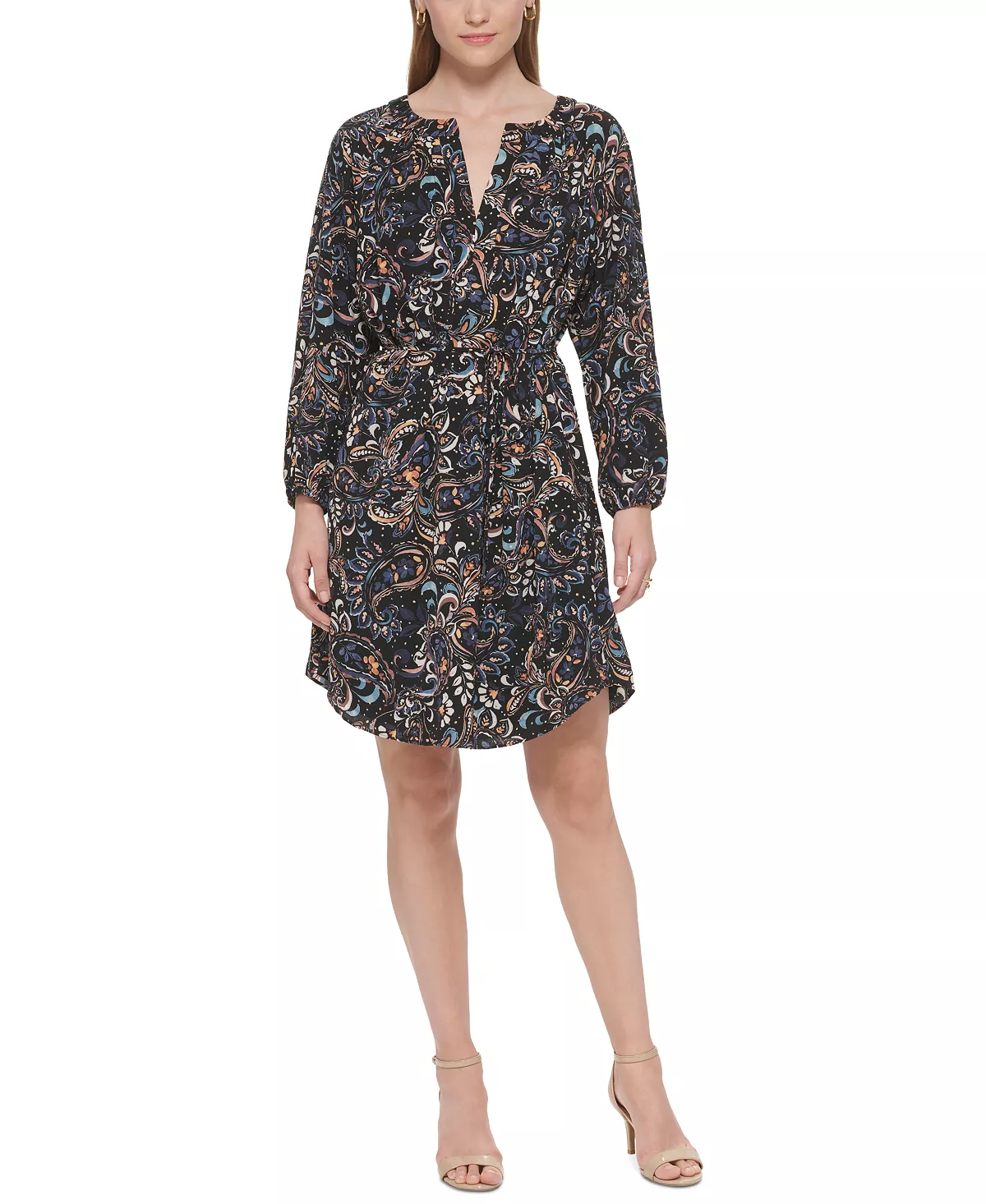 Vince Camuto Women's Printed Balloon-Sleeve Belted Dress 4 Vince Camuto Women's Printed Balloon-Sleeve Belted Dress - Image 4