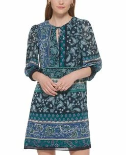 Vince Camuto Women's Balloon-Sleeve Tie-Neck Dress 11 Vince Camuto Women's Balloon-Sleeve Tie-Neck Dress -Anne Klein Sales Store 22569975 fpx