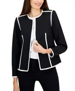 Kasper Women's Colorblocked Open-Front Long-Sleeve Blazer -Anne Klein Sales Store 22573680 fpx