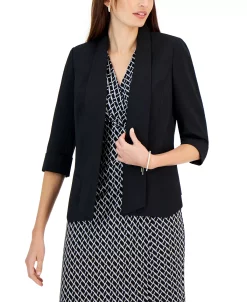 Kasper Women's Shawl-Collar Open-Front Cuffed-Sleeve Blazer 4 Kasper Women's Shawl-Collar Open-Front Cuffed-Sleeve Blazer -Anne Klein Sales Store 22573687 fpx