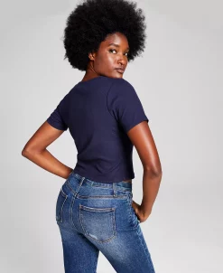 And Now This Women's Ribbed Knit Cropped Crewneck T-Shirt -Anne Klein Sales Store 22576598 fpx