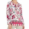 JM Collection Women's Traveling Ornament Printed Lattice-Neck Top, Created For Macy's