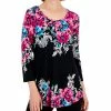 JM Collection Women's Floral Escapade Printed Knit Top, Created For Macy's