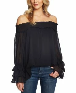 CeCe Smocked Off-The-Shoulder Top