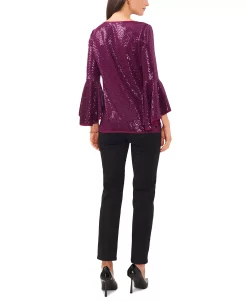 Vince Camuto Metallic Knit Flutter Sleeve Top -Anne Klein Sales Store 22599720 fpx