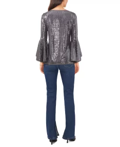 Vince Camuto Metallic Knit Flutter Sleeve Top -Anne Klein Sales Store 22599735 fpx