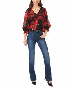 Vince Camuto Women's Floral-Print Balloon-Sleeve Top -Anne Klein Sales Store 22599844 fpx