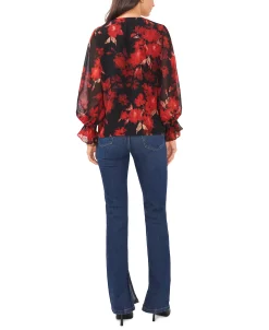 Vince Camuto Women's Floral-Print Balloon-Sleeve Top -Anne Klein Sales Store 22599845 fpx