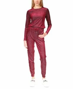 Michael Kors Women's Velvet Shimmery Long-Sleeve Top