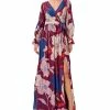 Adrianna Papell Women's Printed Tie-Waist Long-Sleeve Dress