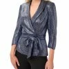 Adrianna Papell Women's Metallic Knit Wrap Top