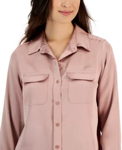 Alfani Women's Satin Collared Utility Blouse, Created For Macy's -Anne Klein Sales Store 22634623 fpx