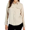 Alfani Women's Satin Collared Utility Blouse, Created For Macy's