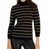 Anne Klein Women's Striped 3/4-Sleeve Mock-Neck Top