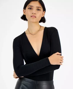 Bar III Women's Deep V-Neck Thong-Back Bodysuit, Created For Macy's -Anne Klein Sales Store 22663309 fpx