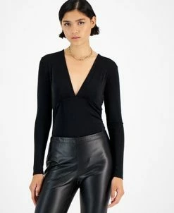 Bar III Women's Deep V-Neck Thong-Back Bodysuit, Created For Macy's -Anne Klein Sales Store 22663310 fpx
