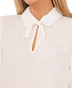 CeCe Women's Long-Sleeve Imitation-Pearl-Detail Peter-Pan-Collar Blouse -Anne Klein Sales Store 22664916 fpx