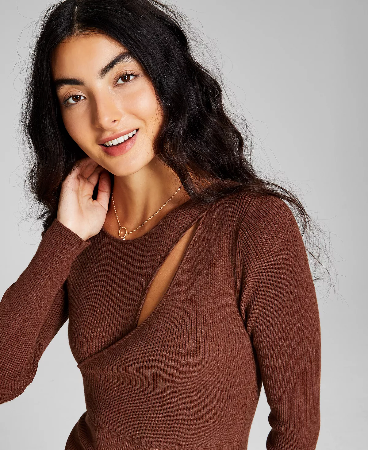 And Now This Women's Cutout Long-Sleeve Sweater Dress 2 And Now This Women's Cutout Long-Sleeve Sweater Dress - Image 2