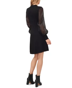 CeCe Women's Cotton Organza-Sleeve Sweater Dress 4 CeCe Women's Cotton Organza-Sleeve Sweater Dress -Anne Klein Sales Store 22678705 fpx