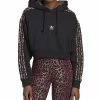 ADIDAS Women's Animal-Trim Logo-Print Cotton Hoodie