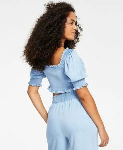 Bar III Women's Smocked Crop Top, Created For Macy's -Anne Klein Sales Store 22684379 fpx