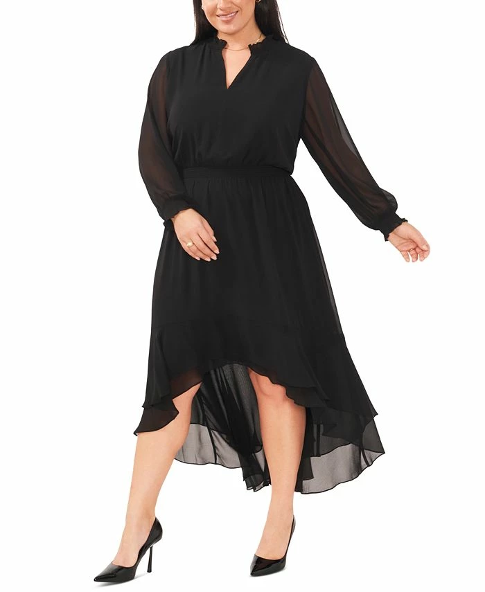 Vince Camuto Plus Size Smocked-Waist High-Low Dress 1 Vince Camuto Plus Size Smocked-Waist High-Low Dress