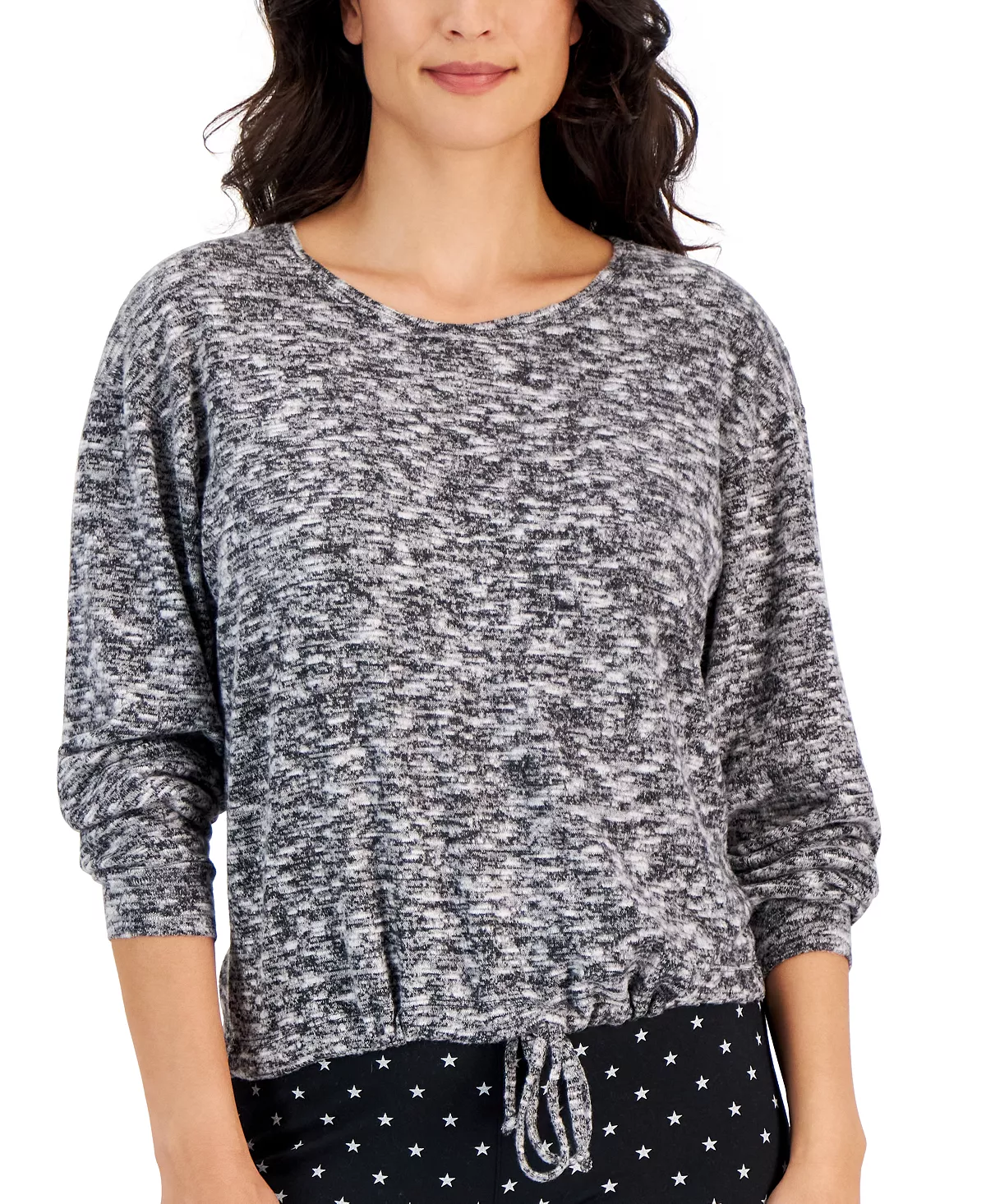 Style & Co Women's Cozy Cinch-Waist Scoop-Neck Top, Created For Macy's 3 Style & Co Women's Cozy Cinch-Waist Scoop-Neck Top, Created For Macy's - Image 3