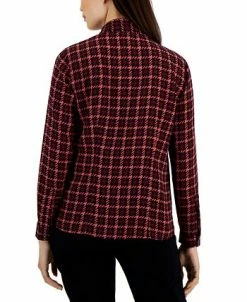 Anne Klein Women's Houndstooth-Print Tie-Neck Top -Anne Klein Sales Store 22708487 fpx