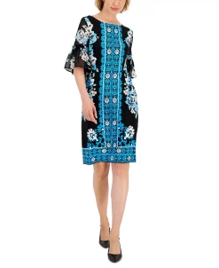 JM Collection Women's Global Bloom Ruffle-Sleeve Dress, Created For Macy's 10 JM Collection Women's Global Bloom Ruffle-Sleeve Dress, Created For Macy's -Anne Klein Sales Store 22718239 fpx