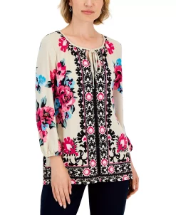 JM Collection Women's Navarro Way Split-Neck Tunic, Created For Macy's -Anne Klein Sales Store 22718327 fpx