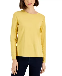 Style & Co Women's Long-Sleeve Crewneck T-Shirt, Created For Macy's
