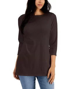 Karen Scott Boat-Neck 3/4-Sleeve Top, Created For Macy's -Anne Klein Sales Store 22721248 fpx