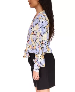 Sanctuary Women's Floral Tie-Front V-Neck Blouse 6 Sanctuary Women's Floral Tie-Front V-Neck Blouse -Anne Klein Sales Store 22722590 fpx