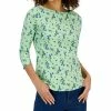 Charter Club Women's Floral Boat-Neck 3/4-Sleeve Top, Created For Macy's
