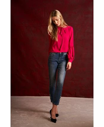 CeCe Women's Solid Long Sleeve Tie-Neck Puff-Sleeve Blouse 5 CeCe Women's Solid Long Sleeve Tie-Neck Puff-Sleeve Blouse - Image 5