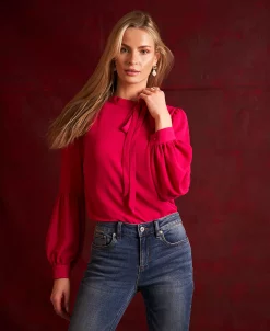 CeCe Women's Solid Long Sleeve Tie-Neck Puff-Sleeve Blouse 12 CeCe Women's Solid Long Sleeve Tie-Neck Puff-Sleeve Blouse -Anne Klein Sales Store 22724036 fpx