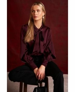 CeCe Women's Long Sleeve Button-Up Bow Blouse -Anne Klein Sales Store 22724126 fpx