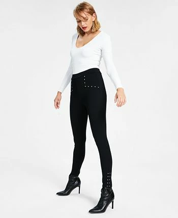 Bar III Women's Studded Waist Detail Pull-On Leggings, Created For Macy's 3 Bar III Women's Studded Waist Detail Pull-On Leggings, Created For Macy's - Image 3