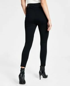 Bar III Women's Faux Leather Trim Pull-On Leggings, Created For Macy's -Anne Klein Sales Store 22724806 fpx