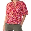 Sanctuary Women's Floral Cotton Flutter-Sleeve Top