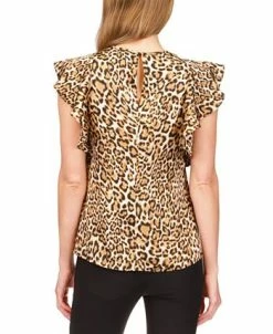 Michael Kors Women's Wildcat Printed Ruffled Top 6 Michael Kors Women's Wildcat Printed Ruffled Top -Anne Klein Sales Store 22731337 fpx