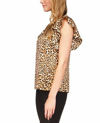 Michael Kors Women's Wildcat Printed Ruffled Top 3 Michael Kors Women's Wildcat Printed Ruffled Top - Image 3