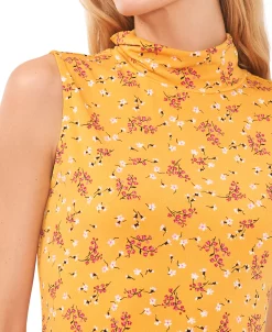 CeCe Women's Mock Neck Sleeveless Blossom Top -Anne Klein Sales Store 22732468 fpx