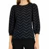 Anne Klein Women's Chevron-Texture Balloon-Sleeve Top
