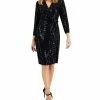 Anne Klein Women's Linear Shine Signature Wrap Midi Dress