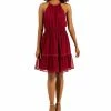 INC International Concepts Women's Clip-Dot Tiered Halter Mini Dress, Created For Macy's