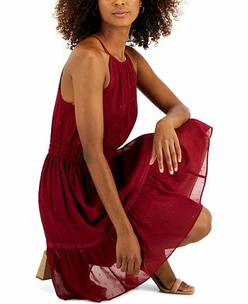 INC International Concepts Women's Clip-Dot Tiered Halter Mini Dress, Created For Macy's 2 INC International Concepts Women's Clip-Dot Tiered Halter Mini Dress, Created For Macy's - Image 2