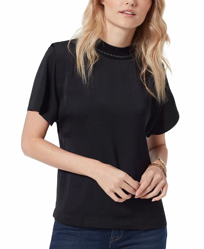 Sam Edelman Leona Braided Neckline Short Sleeve Blouse 1 Sam Edelman Leona Braided Neckline Short Sleeve Blouse