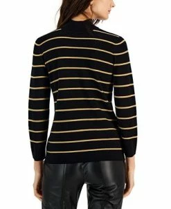 Anne Klein Women's Striped 3/4-Sleeve Mock-Neck Top -Anne Klein Sales Store 22767126 fpx